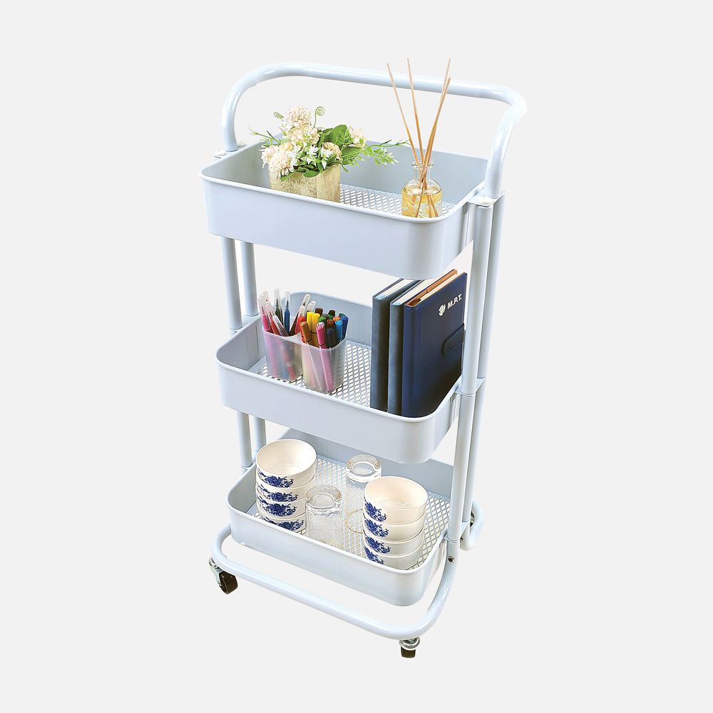 3-Tier Utility Cart With Handle - White